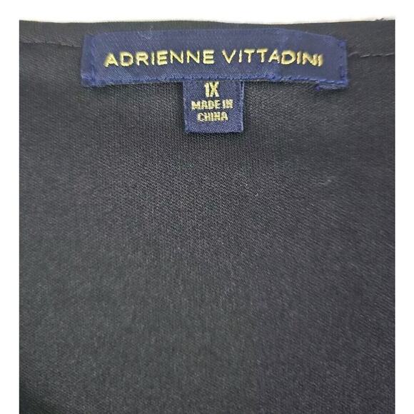 Adrienne Vittadini~Woman Plus Size 1X~ Black/White Floral Lace Lined Boho Blouse - Picture 2 of 14